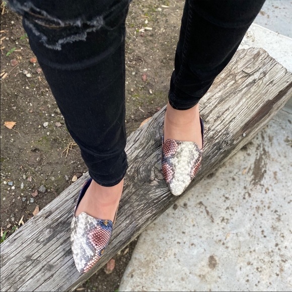 Vegan Multi Colored Snake Skin Slip On Mules - Picture 5 of 5